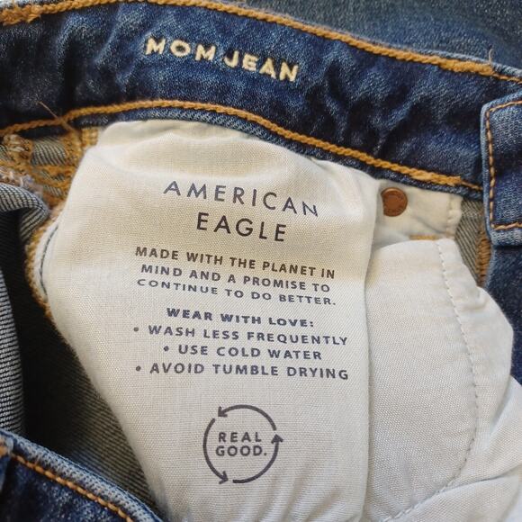 American Eagle MOM JEAN Women’s 0 Short Blue Medium Wash Mid Rise Stretch Denim - Picture 8 of 11